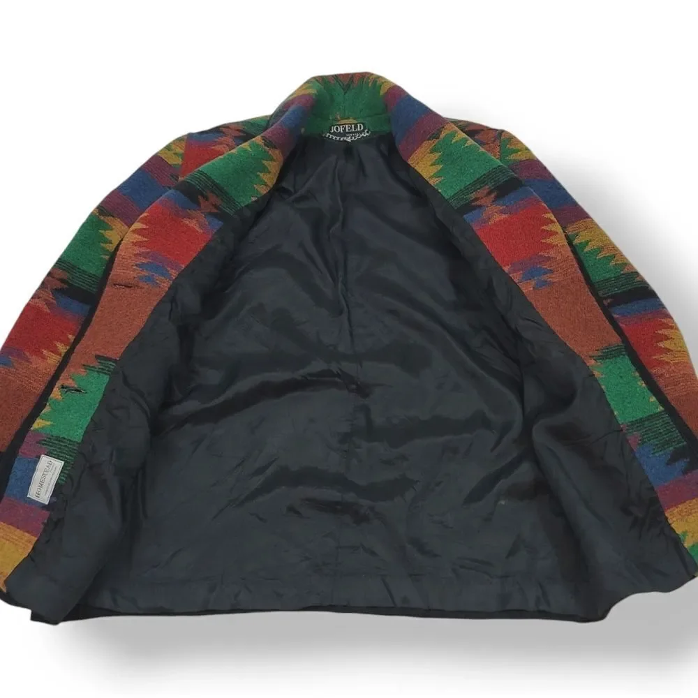 Vintage Jofeld Wool Blend Southwestern Aztec Button Down Blazer Coat Size Small - Picture 8 of 16